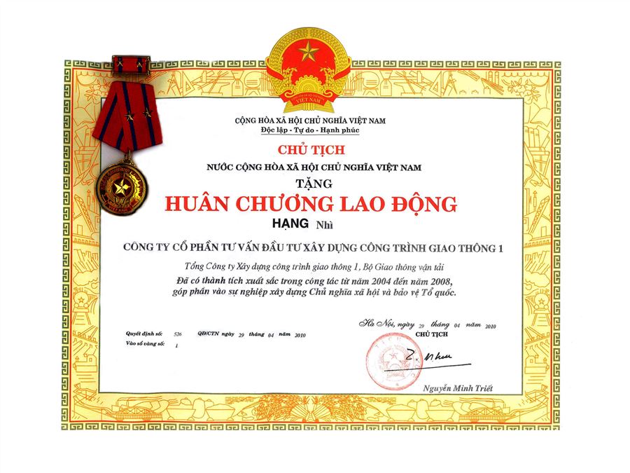  Huân Chương Lao Động Hạng Nhì năm 2010