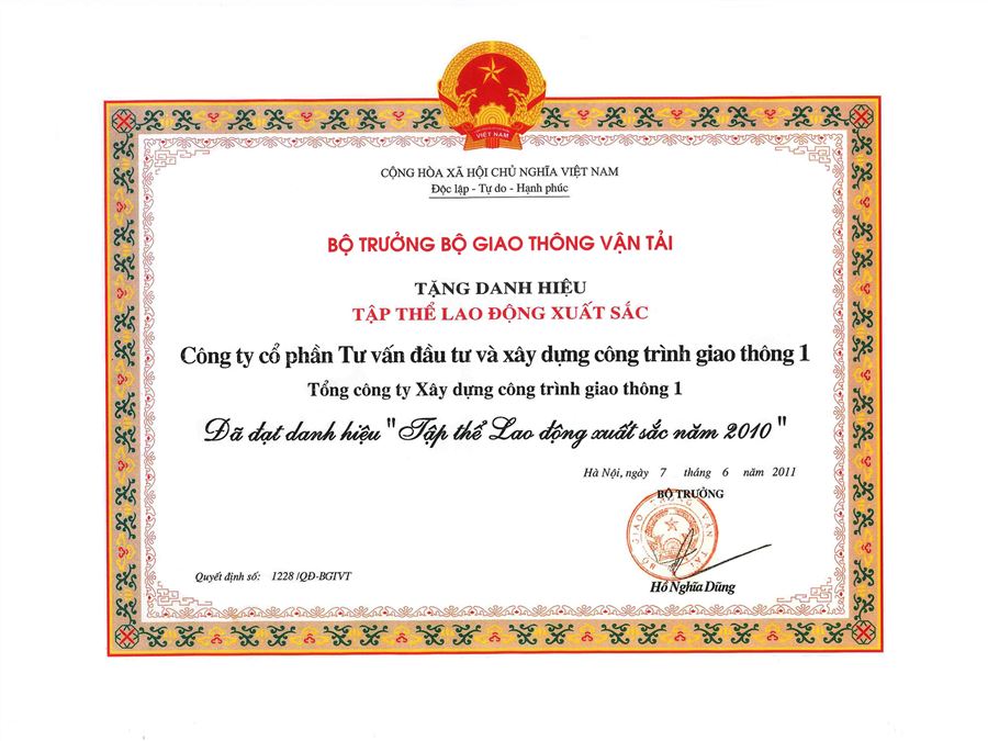  Tặng danh hiệu - Bộ Giao thông Vận Tải năm 2010